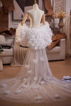 Little Flower Off White Tulle Cape Fashion Runway Costumes Outfit