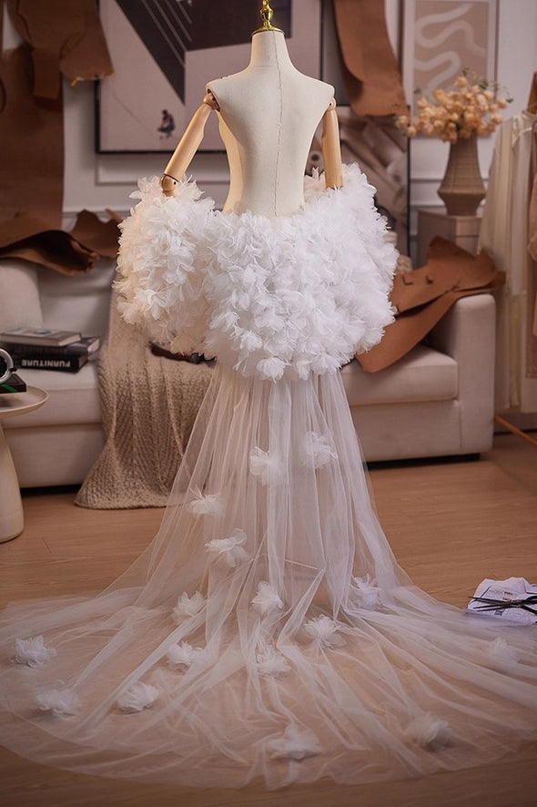 Little Flower Off White Tulle Cape Fashion Runway Costumes Outfit