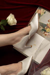 Silk Satin Pearl Wedding Shoes High Heel