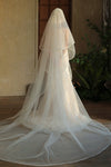 V395 long wedding dress, bride's veil, double-layer edging, 3 meters