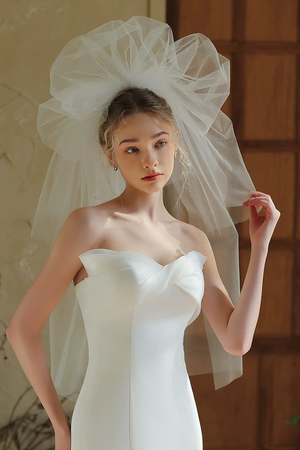 V382 multi-layer fluffy main wedding dress, bridal veil