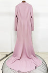#DZ9380 Pearl Pink Long Sleeves Evening Dress With Crystal