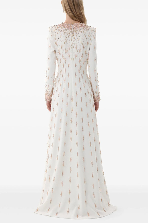 #DZ9388 Luxury Heavy Crystal Long Sleeves Formal Lady Dress