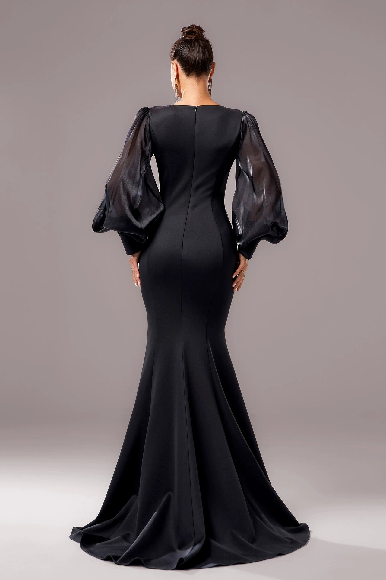 V Neck Mermaid Long Sleeves Elegant Evening Dress TANYA BRIDAL V Neck Mermaid Long Sleeves Elegant Evening Dress TANYA BRIDAL
