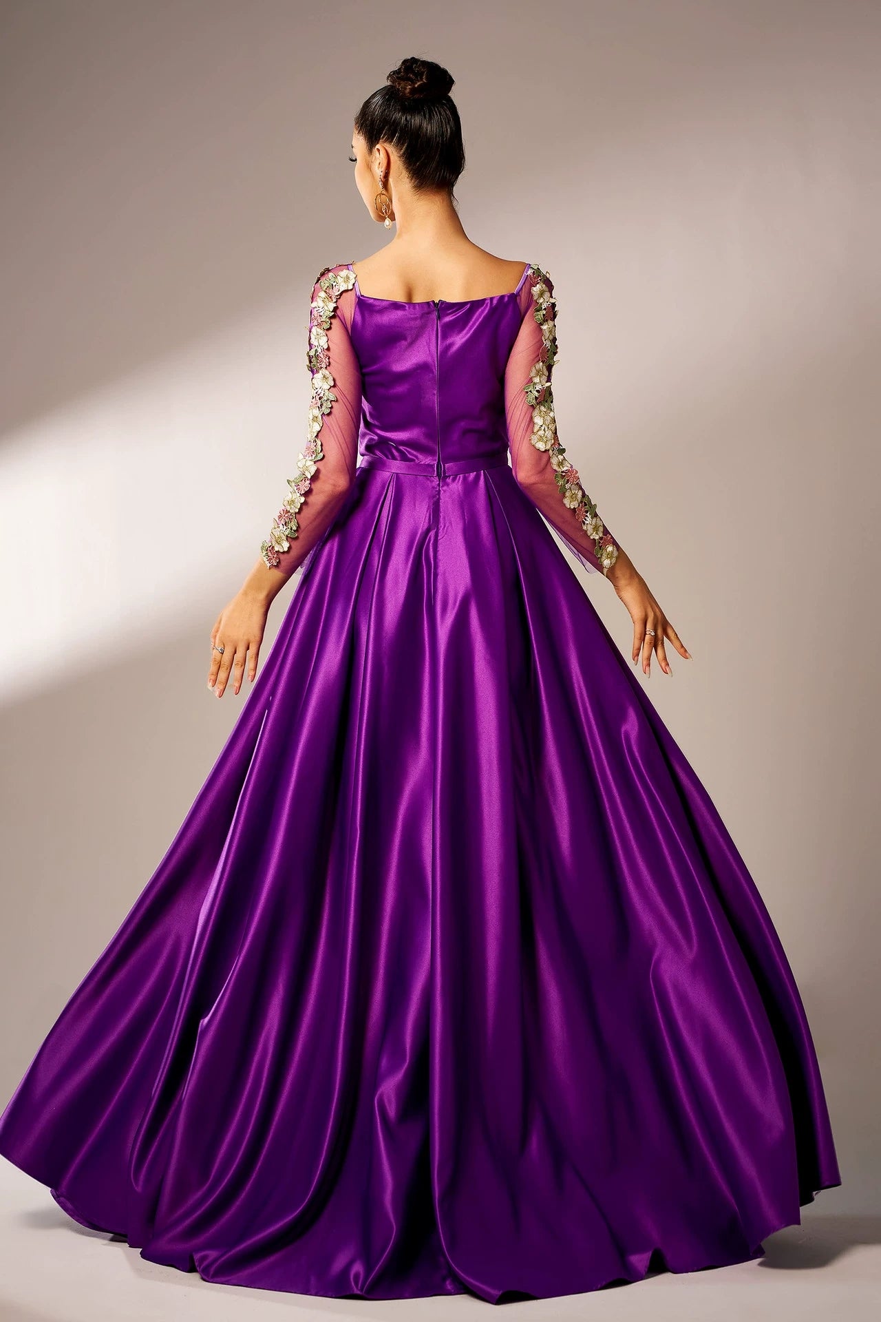 purple satin dress long sleeve Satin Dress Evening Dress Event Dress Long Satin Dress Floor Length Long Sleeve Dress Handmade Satin Dress Purple Dress Satin Wrap Dress