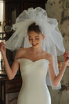 V382 multi-layer fluffy main wedding dress, bridal veil