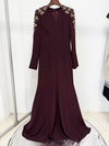#DZ9396 Hand Beads Long Evening Dress Full Sleeves
