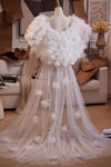 Little Flower Off White Tulle Cape Fashion Runway Costumes Outfit