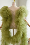 Light Olive Green Plisse Tulle Cape Performance Runway Costumes Outfit