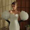 WG153 Rose Blossom Detachable Wedding Gloves Black Long Velvet Gloves