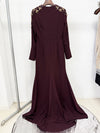 #DZ9396 Hand Beads Long Evening Dress Full Sleeves