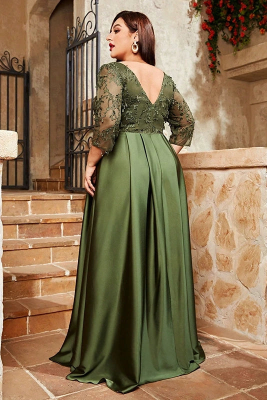 DZ9450 Olive Green Big Size Lady Evening Dress  TANYA BRIDAL