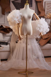 Little Flower Off White Tulle Cape Fashion Runway Costumes Outfit