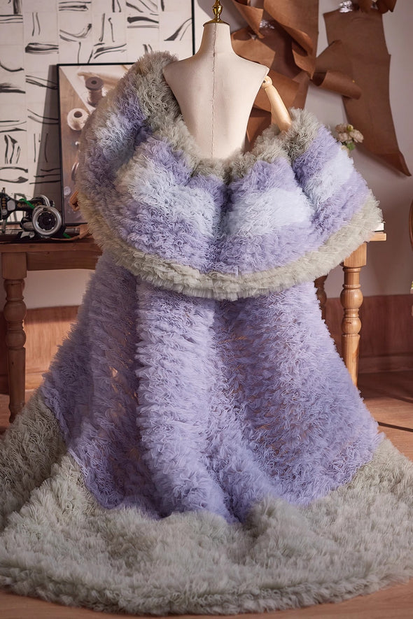 Purple Gray Performance Cape Luxury Runway Costumes Outfit