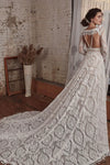 Luxury Boho Lace Wedding Dress Detachable Long Sleeve
