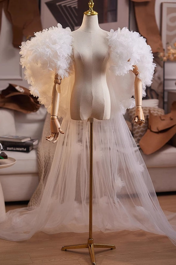 Little Flower Off White Tulle Cape Fashion Runway Costumes Outfit