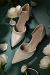 Vintage Rose Flower Lace Wedding Shoes High Heel