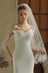 Big Flower Lace Edge Wedding Veil With Comb V390