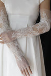 WG154 Long Soft Mesh Lace Bridal Arm Sleeves