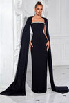 Black Long Mermaid Evening Dress With Cape