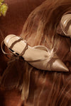 Champagne Wedding Bridesmaid Shoes With Pleated