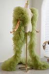 Light Olive Green Plisse Tulle Cape Performance Runway Costumes Outfit