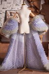Purple Gray Performance Cape Luxury Runway Costumes Outfit