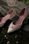 Bow Fold Pearl Wedding Shoes