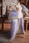 Purple Gray Performance Cape Luxury Runway Costumes Outfit
