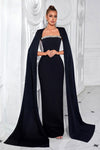 Black Long Mermaid Evening Dress With Cape