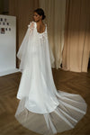 Mermaid Wedding Dress Square Neck With Flowers Falre Sleeves