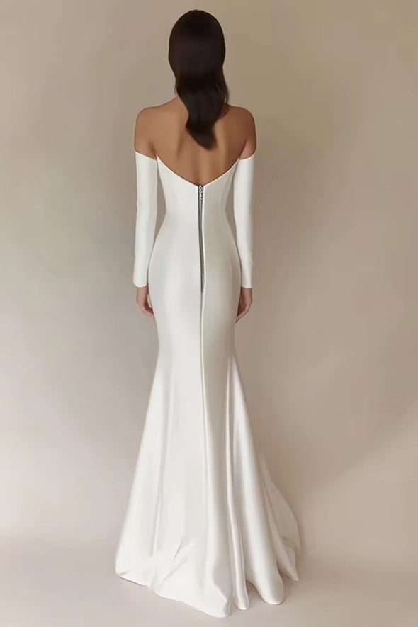 #DZ9418 Mermaid Long Sleeves Off The Shoulder Wedding Gown
