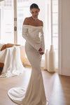 #DZ9420 Vestidos De Noiva Wedding Dresses Long Sleeve Side Slit