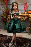 #DZ9412 Elegant Green Flower Girl Dress