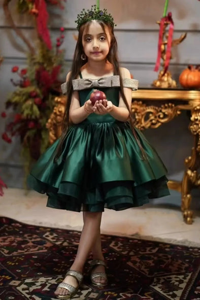 #DZ9412 Elegant Green Flower Girl Dress