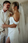 #DZ9323 Off Shoulder Sheath Simple Sexy Wedding Dress