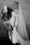#DZ9323 Off Shoulder Sheath Simple Sexy Wedding Dress