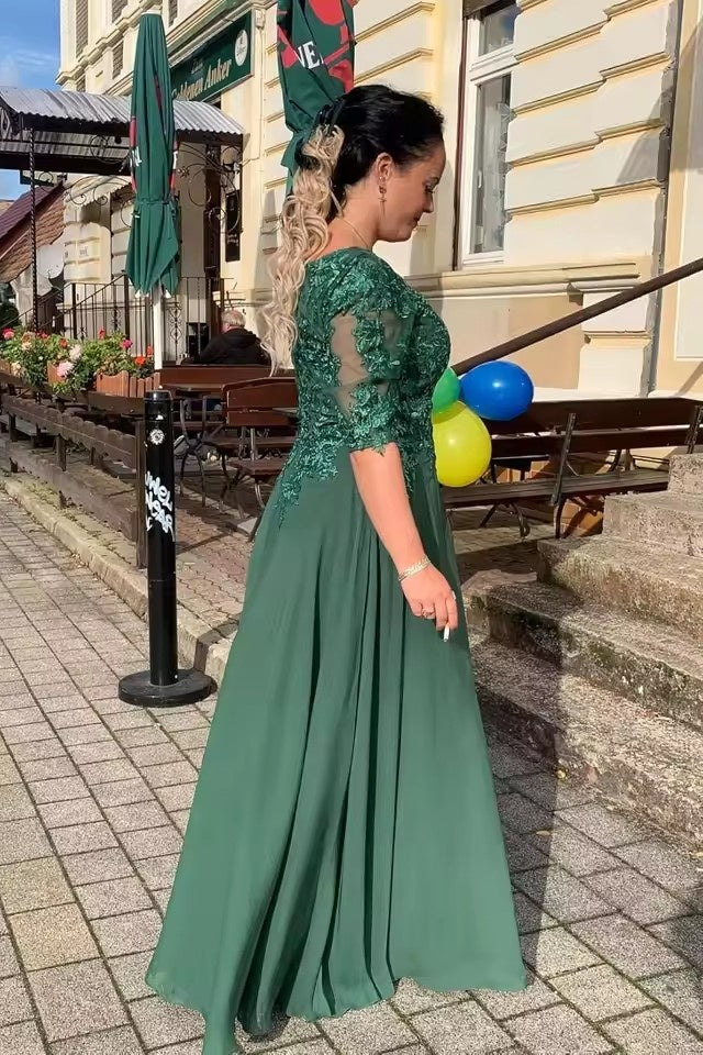 DZ9542 Elegant V Neck Lace Applique 3/4 Sleeve Mother of The Bride Dr TANYA BRIDAL DZ9542 Elegant V Neck Lace Applique 3/4 Sleeve Mother of The Bride Dr TANYA BRIDAL