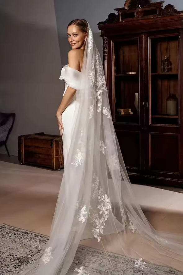 #DZ9371 Pleats Off The Shoulder Bride Dress Simple