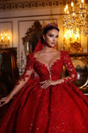 #DZ9359 Gorgeous Lace Red Wedding Dresses Sparkly