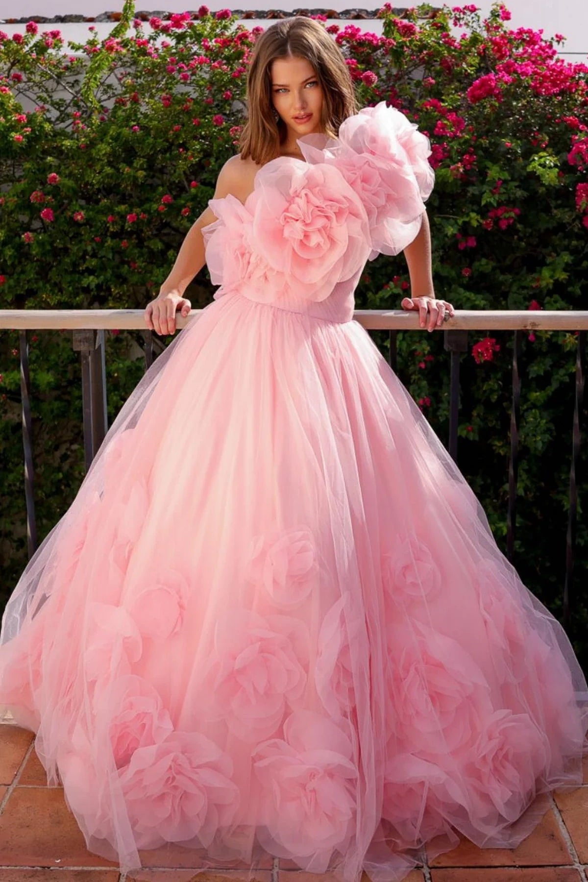 Pink One Shoulder Fairy Flower Prom Girl Dress TANYA BRIDAL Pink One Shoulder Fairy Flower Prom Girl Dress TANYA BRIDAL