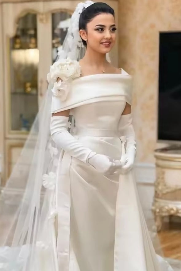 #DZ9417 Simple Classic Wedding Dress Ruched Bridal Gowns