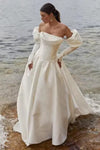 Unique Long Wedding Dress With Detachable Sleeves