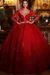 #DZ9359 Gorgeous Lace Red Wedding Dresses Sparkly