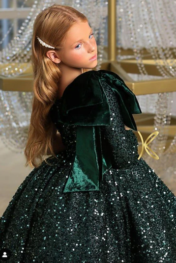 #DZ9409 Kids Girls' Dress Sequin Long Sleeve