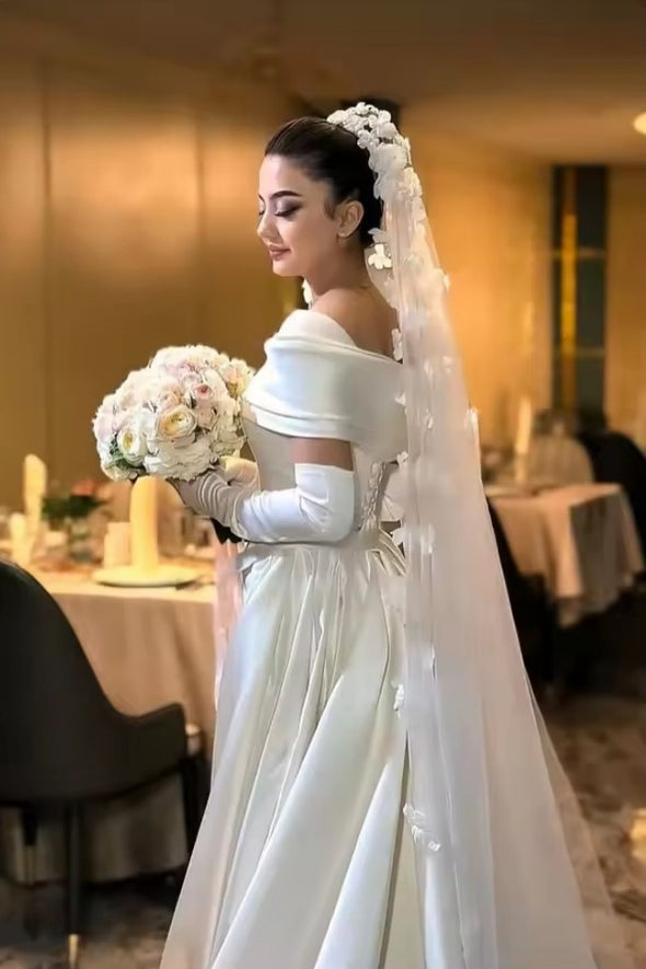 #DZ9417 Simple Classic Wedding Dress Ruched Bridal Gowns