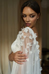 Mermaid Wedding Dress Square Neck With Flowers Falre Sleeves