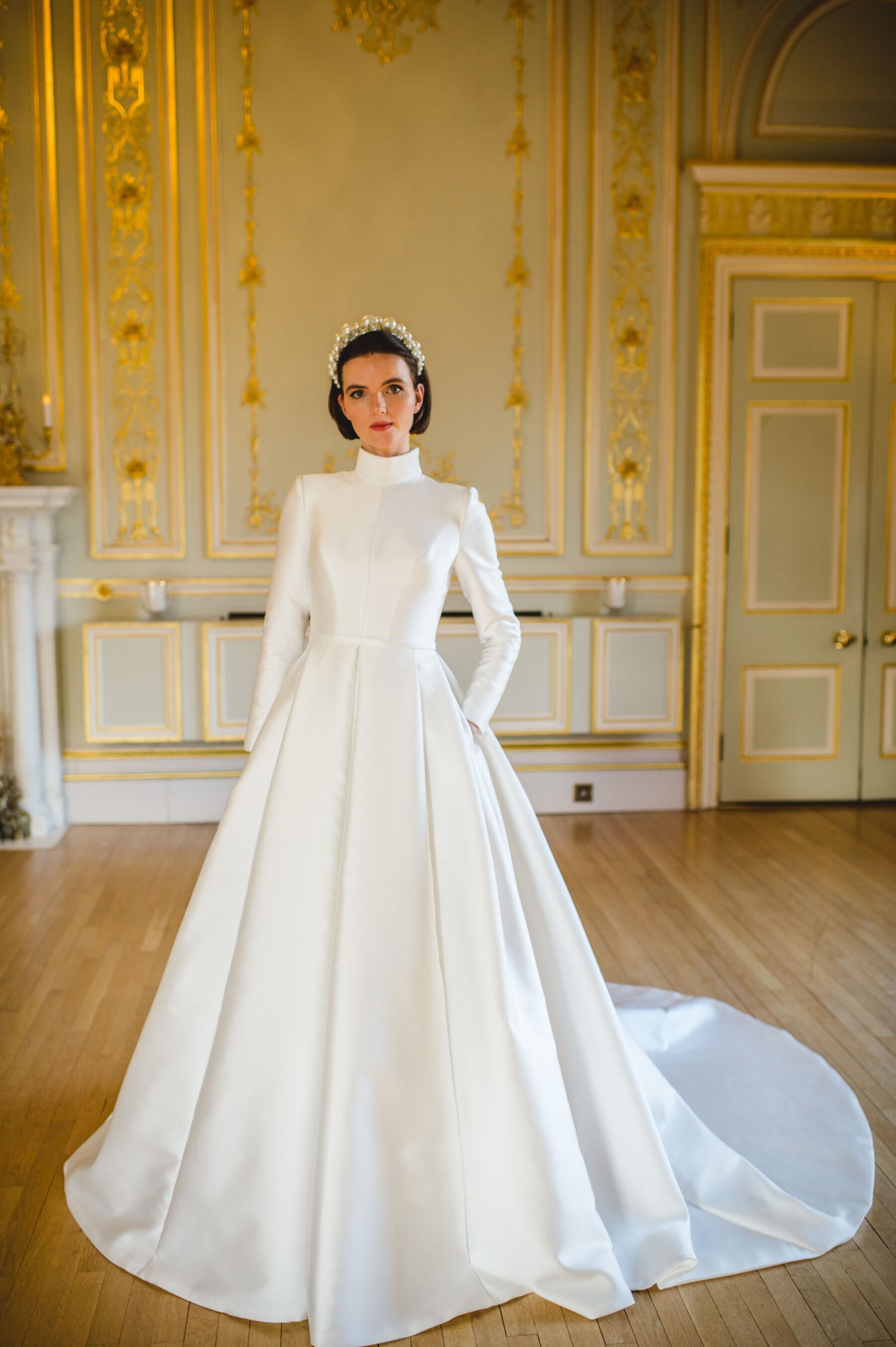 Elegant Modest Thick Satin Muslim Wedding Dress Full Sleeves TANYA BRIDAL Elegant Modest Thick Satin Muslim Wedding Dress Full Sleeves TANYA BRIDAL