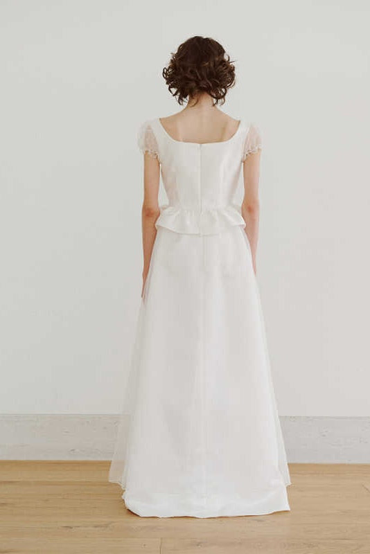 Modest Long Wedding Dress Short Sleeves