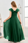 #HT9501 A Line Chiffon Flower Girl Dress Floor Length